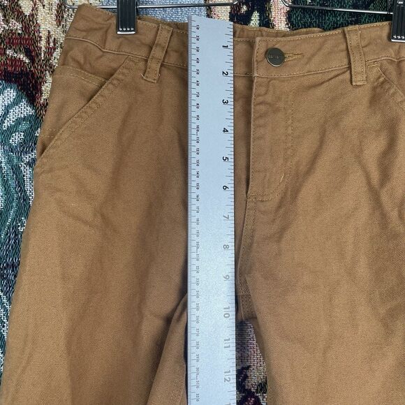 Carhartt Boys Youth Size 10 Brown Canvas Plaid Flannel Lined Carpenter Pants - Picture 4 of 10